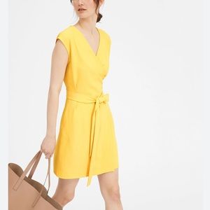 Everlane The Japanese GoWeave Cap Short Sleeve Mini Wrap Dress Triacetate Size 8